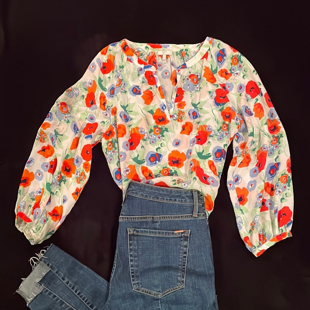 Joie Floral 100%Silk Top Sz S